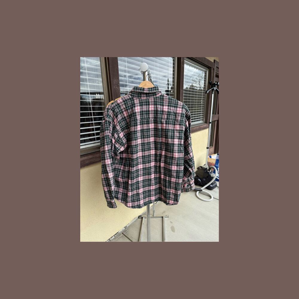 GAP Plaid Flannel Shirt | Green Pink Cotton | Size XXL | Vintage - Picture 2 of 3